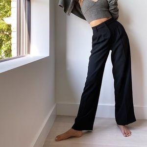 Aritzia Wilfred Effortless High Waisted Wide Leg Pants Black NWOT Size 4